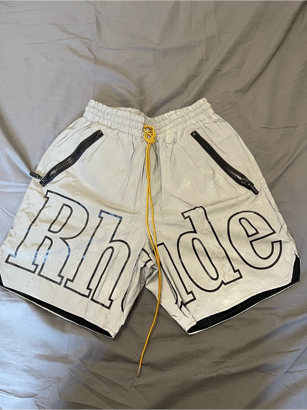 Rhude Men’s Silver Athletic Shorts